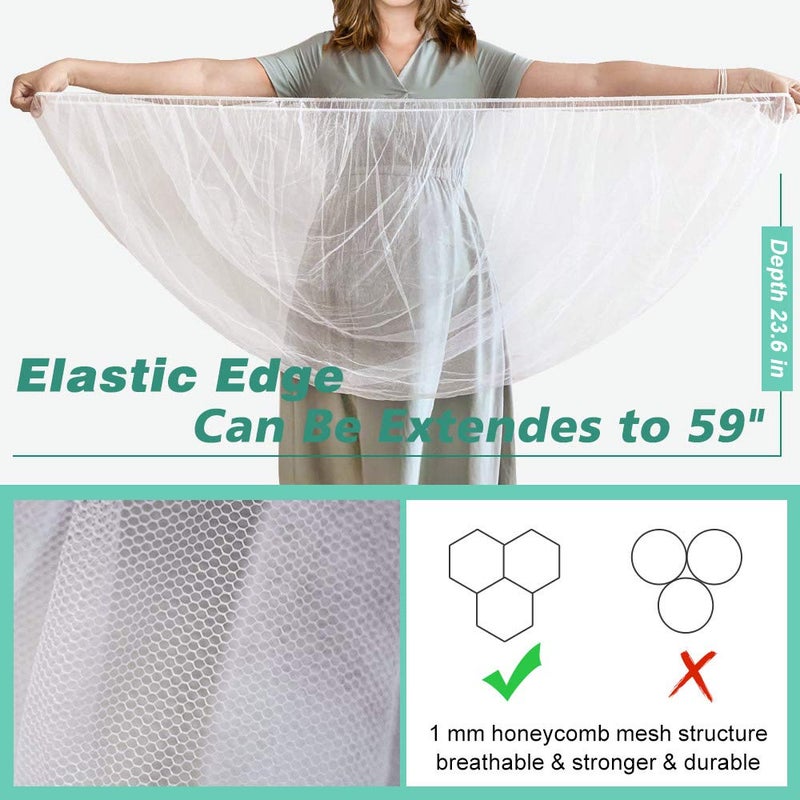 Sysmie Durable Baby Stroller Mosquito Net (2 Pack) - Universal Elastic Edge Mesh Cover for Bassinets, Cradles, Playards, Car Seats & Mini Cribs | Breathable Travel Essential Newborn Protection (White) - Image 2